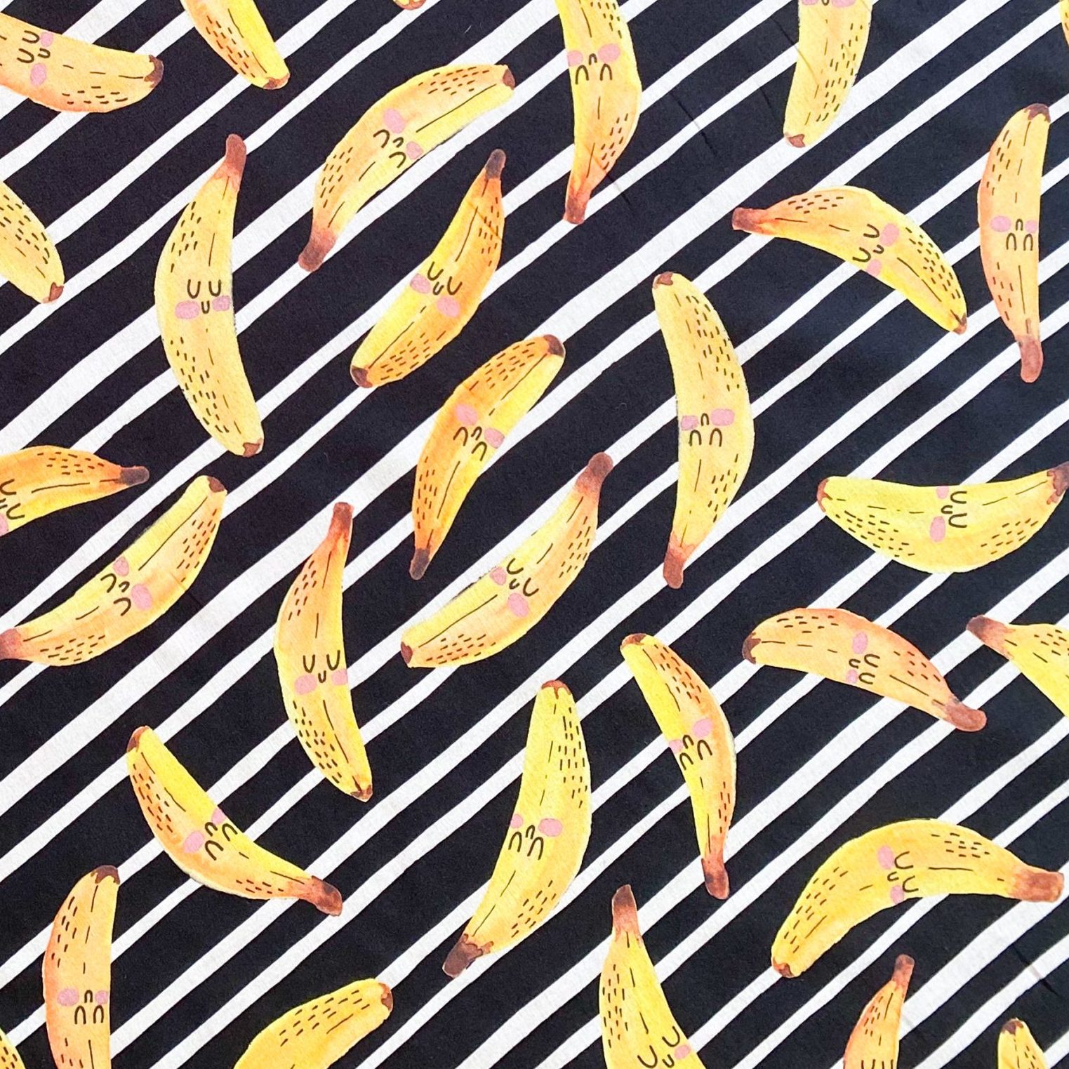 Tela de Voile 100% Algodón Orgánico Happy Bananas