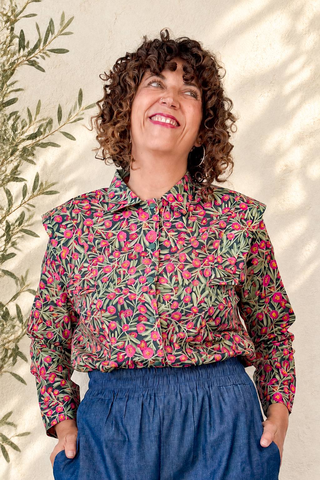 Camisa Solapas Pink Flowers