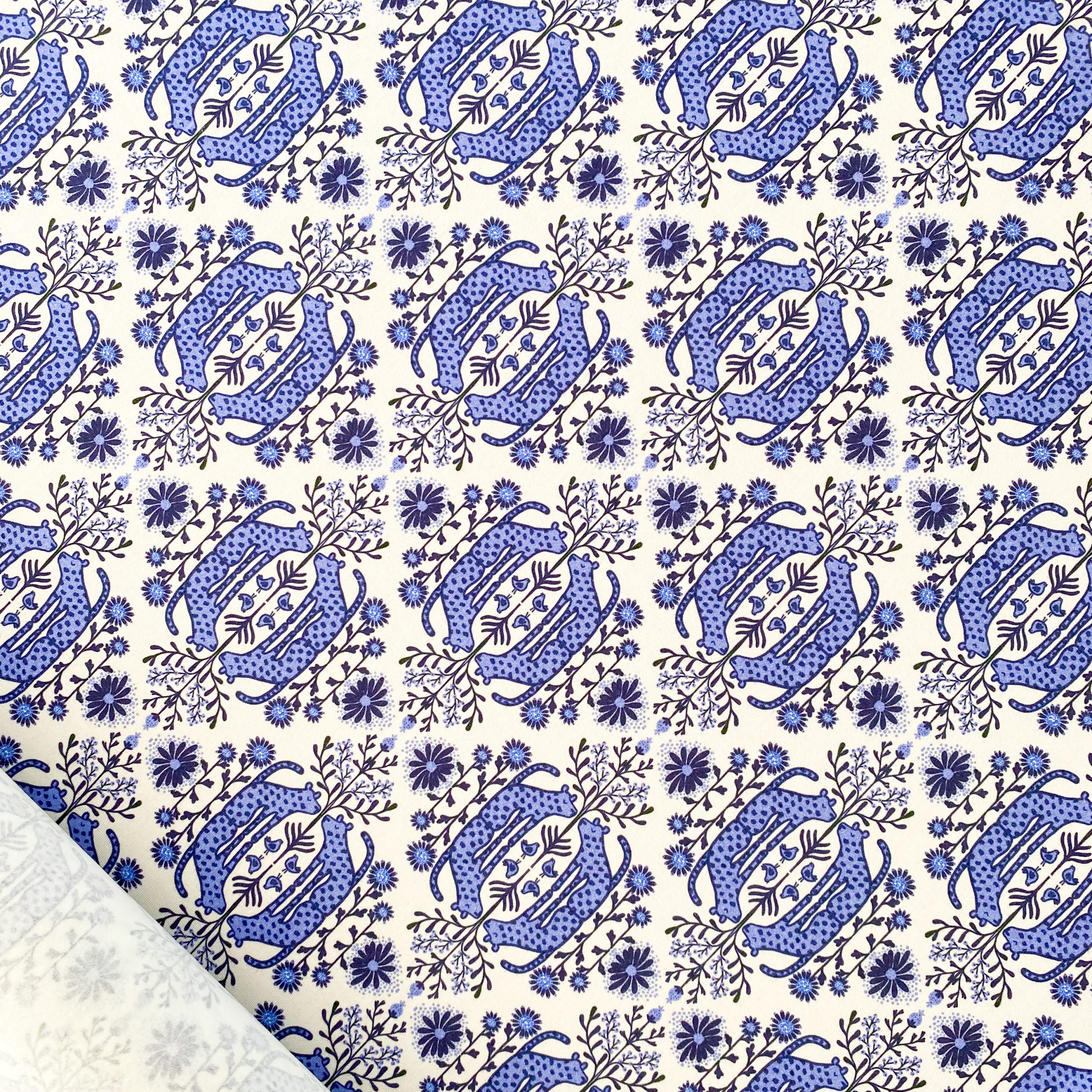 Tela Punto de Algodón Orgánico Leopard Tiles