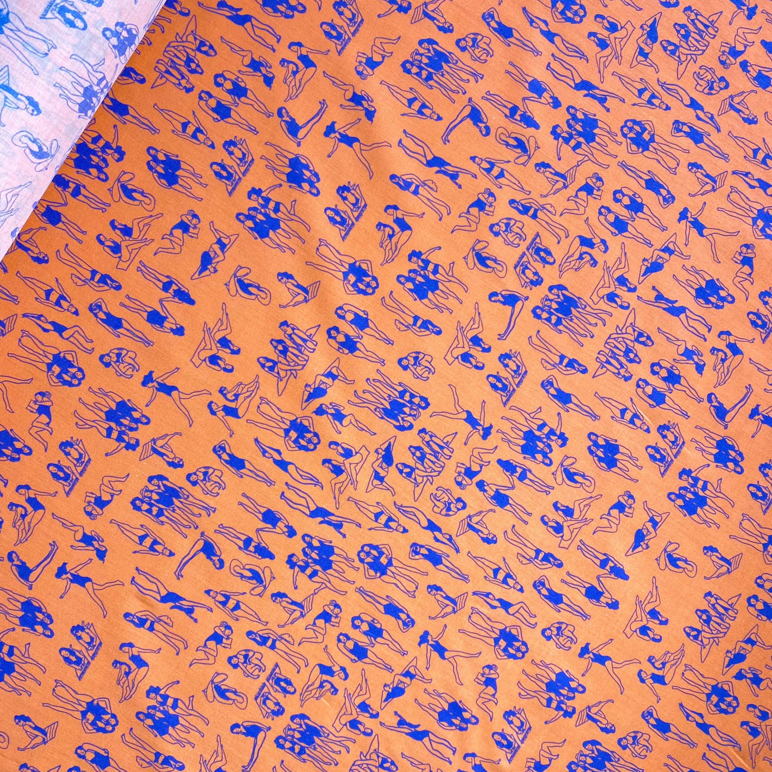 Tela de Voile 100% Algodón Orgánico Vintage Swimmers